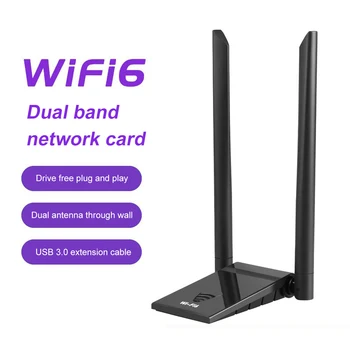 WiFi6 Dual Band 1800Mbps USB 3.0, WiFi Adapteri Bezvadu USB Dongle 2.4/5.8 G WiFi Uztvērēju Antena Tīkla Karte DATORA Darbvirsmas