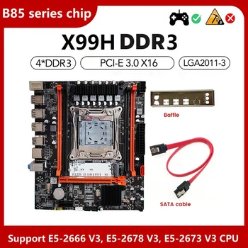 X99(X99H) Mātesplates Komplekts Ar Deflektors+SATA Kabeli LGA2011-V3 DDR3X4 ECC Servera Atmiņas Slots M. 2 NVME PCI-E 3.0 X16 SATA3.0