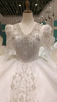 Xlove Kolekcija 2023 Kristāli Princese Bumbu Kleita Ar V Veida Kakla Mežģīnes Līgavas Stuning Zilā Līgavas Kāzu Kleitas