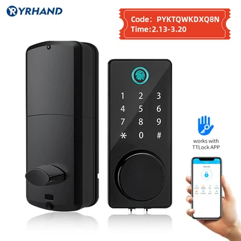 YRHAND Smart Deadbolt Slēdzenes Ttlock Bluetooth App Biometrisko pirkstu Nospiedumu Paroli, keyless Ieceļošanas Priekšējo Durvju slēdzenes