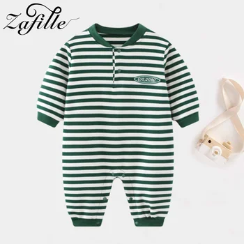 ZAFILLE Jaundzimušo Bērnu Svītrainu Apģērbu ar garām Piedurknēm Jumpsuit Bērniem Zēnu Apģērbs Atpūtai Bērnu Kombinezonus 0-12M Zīdaiņu Outwears