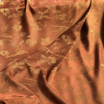 Zīdaini Brokāta Satīna Auduma Putnu Ziedu Rakstu Dizaina Damask Žakarda Audums Oderes Materiāls Cheongsam Kimono Vasaras Kleita