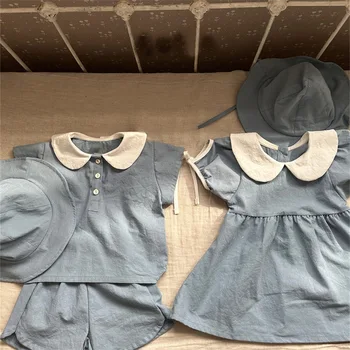 Ģimenes Atbilstošas Drēbes Pavasara Vasaras Māte, Meita, Kleita Meitene Īsām piedurknēm Kokvilnas Kleita Sieviešu Kleita Baby Boy Gudrs Komplekts
