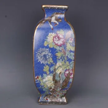Ķīnas Zilu Emalju Porcelāna Žāvēti Pūķis Putnu Ziedu Dizaina Vāze 10.3-Collu
