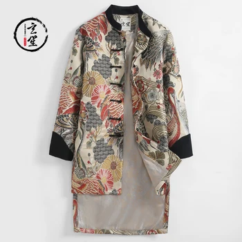 Ķīniešu stilā Tang uzvalks jaka Vīriešu izšuvumi Ķīna-Šiks roku darbs bikses Ķīniešu stila džinsa Tang uzvalks jaka